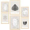 POSTER Set Mit 6 Schwarze & Beige Abstrakte Kunst A3 & A4 Rahmen Aus Hellem Holz - Beige, Papier (29/3cm) - Nacnic