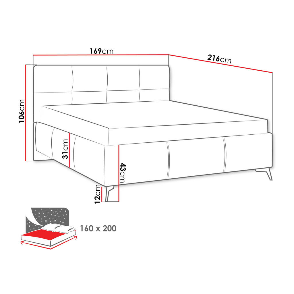 Thumbnail - Mirjan24 Polsterbett, Grün, Textil, Rechteckig, 160x200 cm, Schlafzimmer, Betten, Polsterbetten