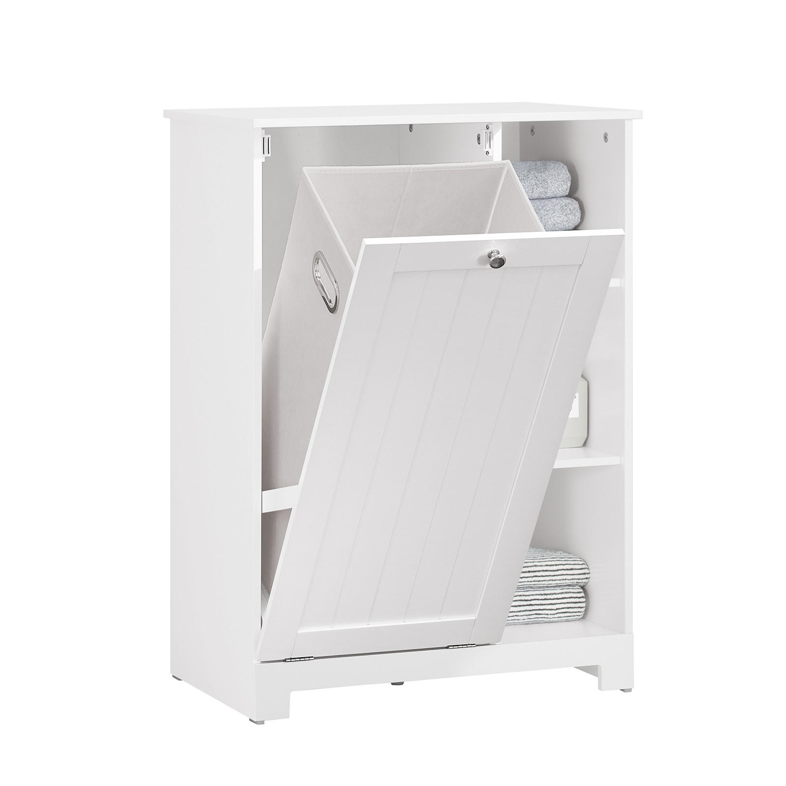 WÄSCHESCHRANK mit Wäschesack Weiß - Weiß, Holzwerkstoff (60/86/37cm) - SoBuy