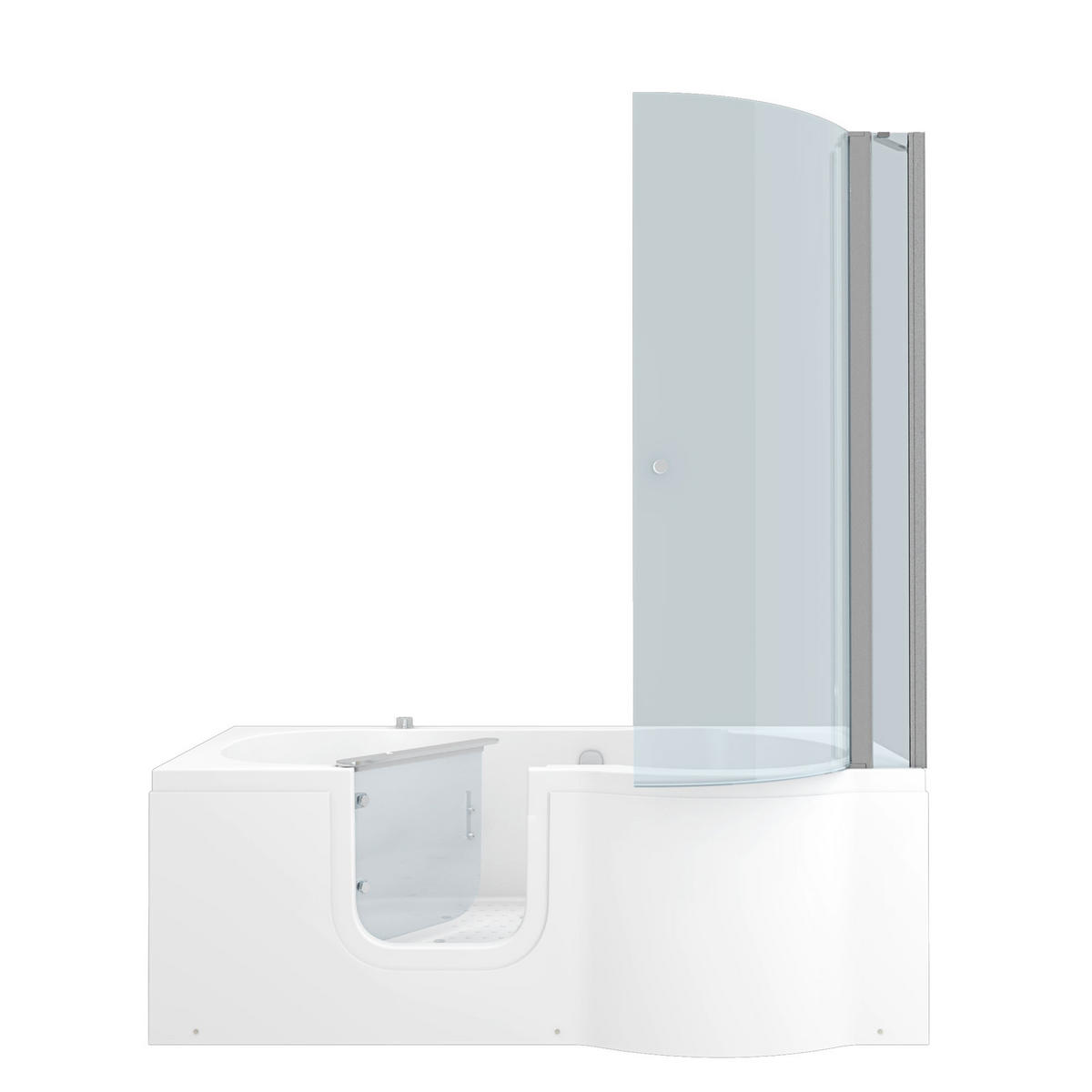 SENIORENDUSCHE Sitzwanne Tür S12D-AIR-L 170x85cm - Weiß, Glas/Kunststoff (85/200/170cm) - AcquaVapore by Sandra Jentho