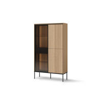 VITRINE VISSO VI-01 mit LED-Beleuchtung Eiche linear - Eichefarben, Holzwerkstoff (91/158/34cm) - Lookway