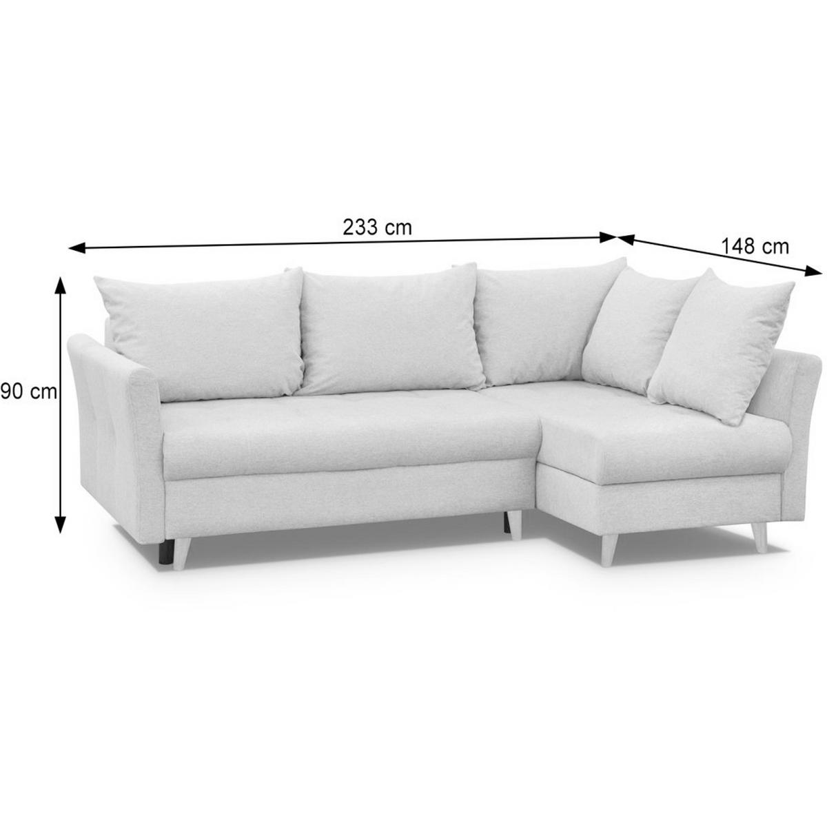 ECKSCHLAFSOFA Neron mit 2 Bettkasten und Beine in Wengefarbe, Beige, rechts - Wengefarben/Beige, Textil (233/148cm) - Beautysofa