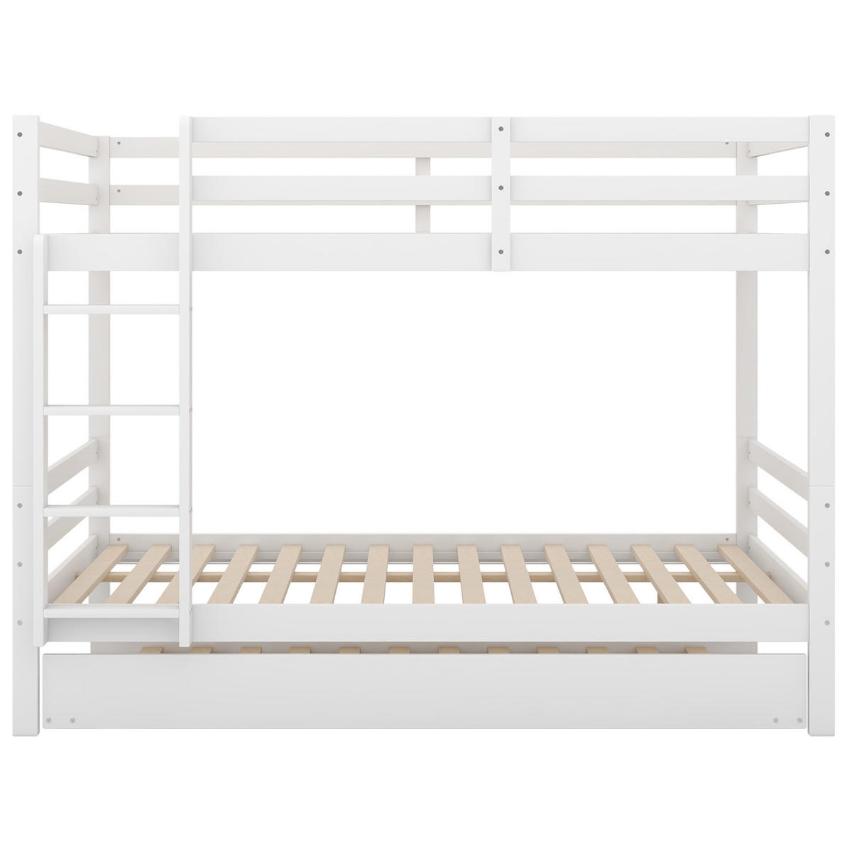 ETAGENBETT 140/200 cm mit Ausziehbett und Treppe in Weiß - Weiß, Holz (140/200cm) - BEAOK