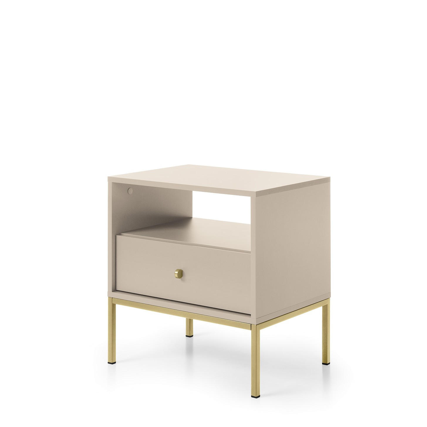 NACHTTISCH MONDO 53,6/56,2/39 cm Beige - Beige/Goldfarben, Holzwerkstoff (53.6/56.2/39cm) - MASSENO