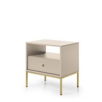 NACHTTISCH MONDO 53,6/56,2/39 cm Beige - Beige/Goldfarben, Holzwerkstoff (53.6/56.2/39cm) - MASSENO