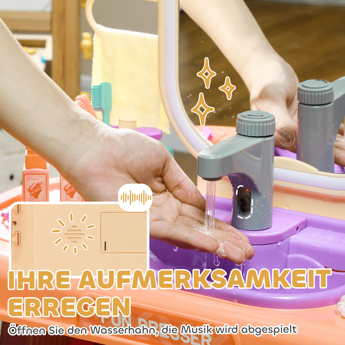 SCHMINKTISCH für 3-6 Jahre Kinder - Violett, Kunststoff (29/71/55cm) - AIYAPLAY
