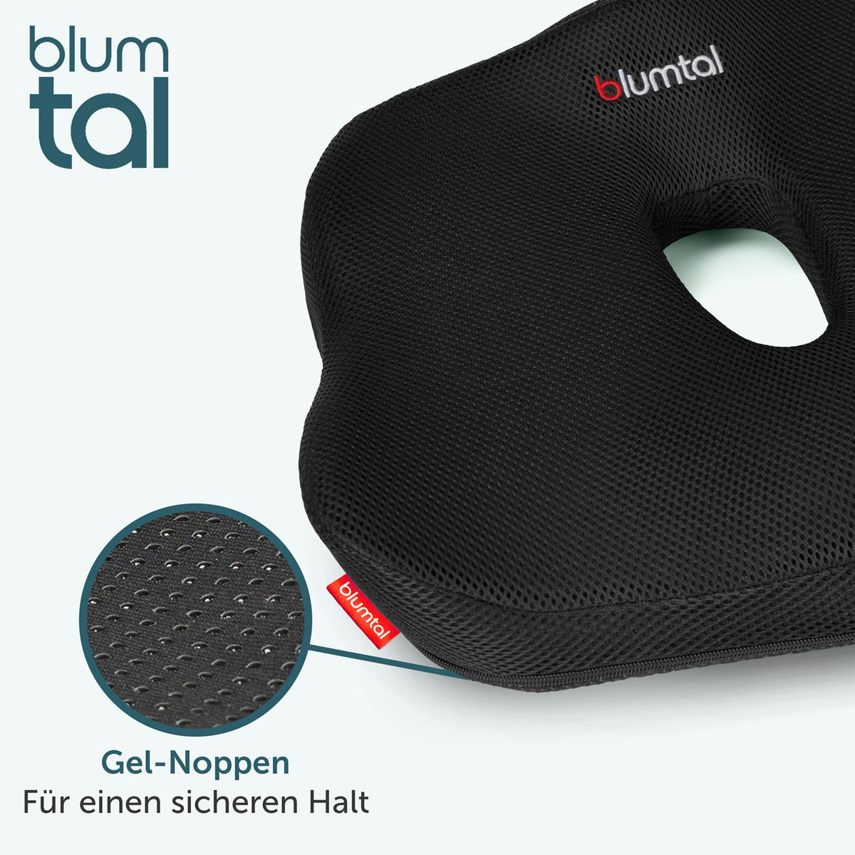 SITZKISSEN aus Memory Foam – Orthopädisches Steißbeinkissen für Bürostuhl & Auto, ergonomisch, Schwarz - Schwarz, Textil (26/18/15cm) - Blumtal
