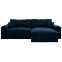 ECKSOFA NELSON Dunkelblau Velvet - Schwarz/Dunkelblau, Kunststoff/Textil (274/152cm) - MKS