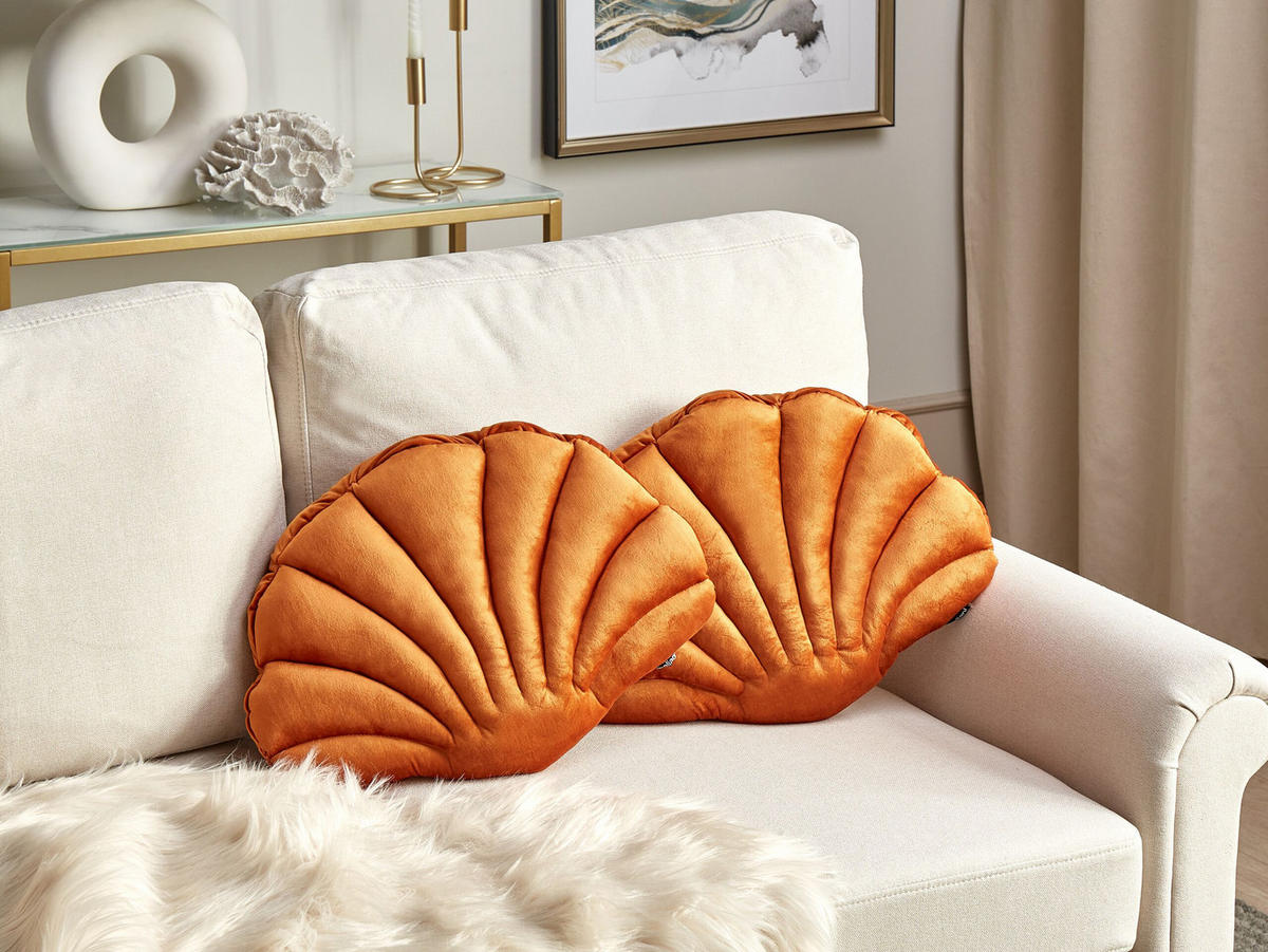DEKORATIVNÍ POLŠTÁŘ sada 2 ks Oranžový 47/35 cm Consolida - pomerančová, textil (47/35cm) - Beliani