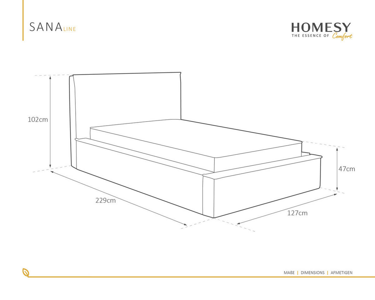 POLSTERBETT SANA 100x200cm, Taschenfederkernmatratze LIORA(19cm), grau - Grau, Holz (100/200cm) - Homesy