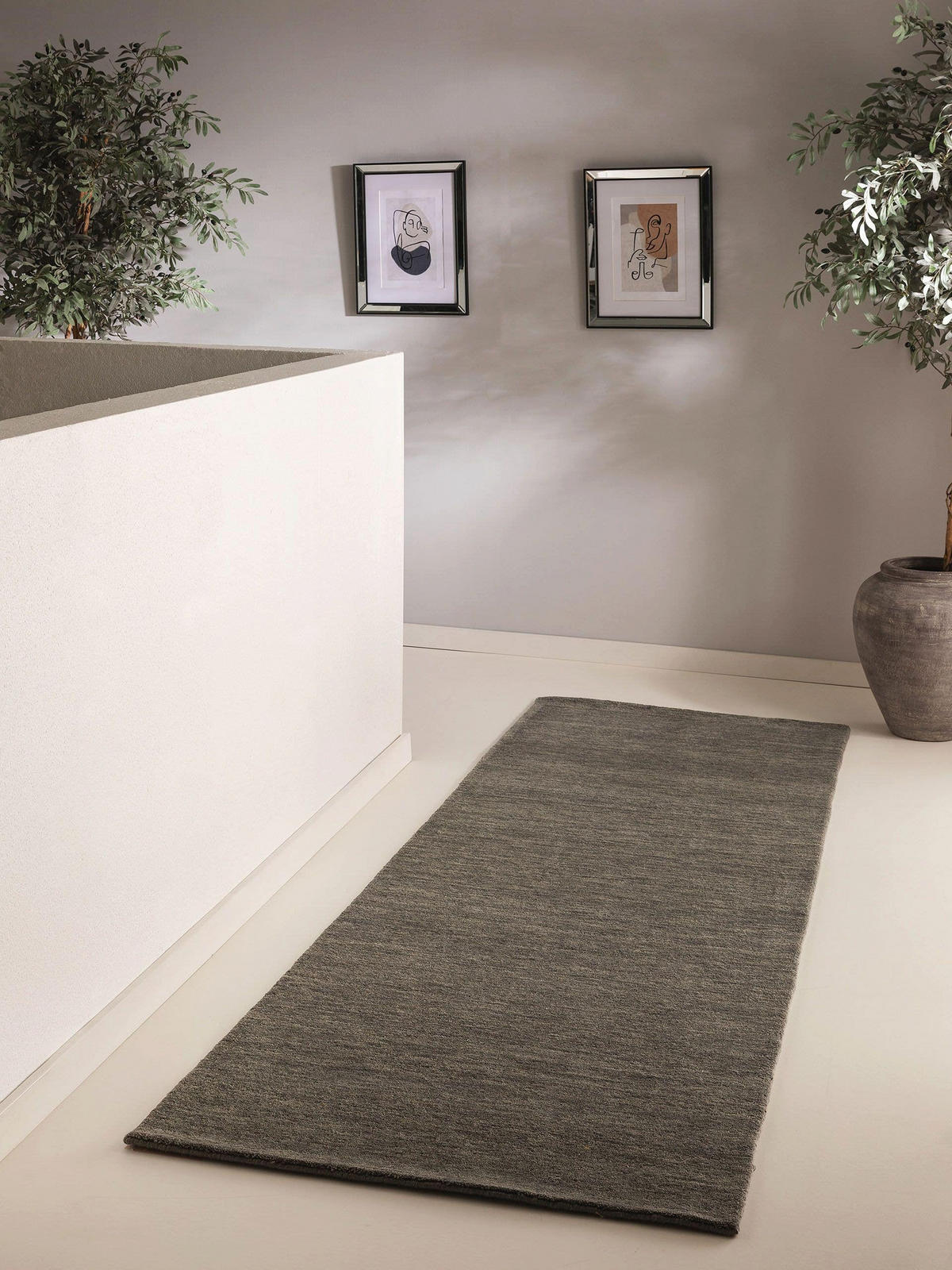 WOLLTEPPICH-LÄUFER Jamal Grau 80x300 cm - Grau, Textil (80/300cm) - benuta Nest
