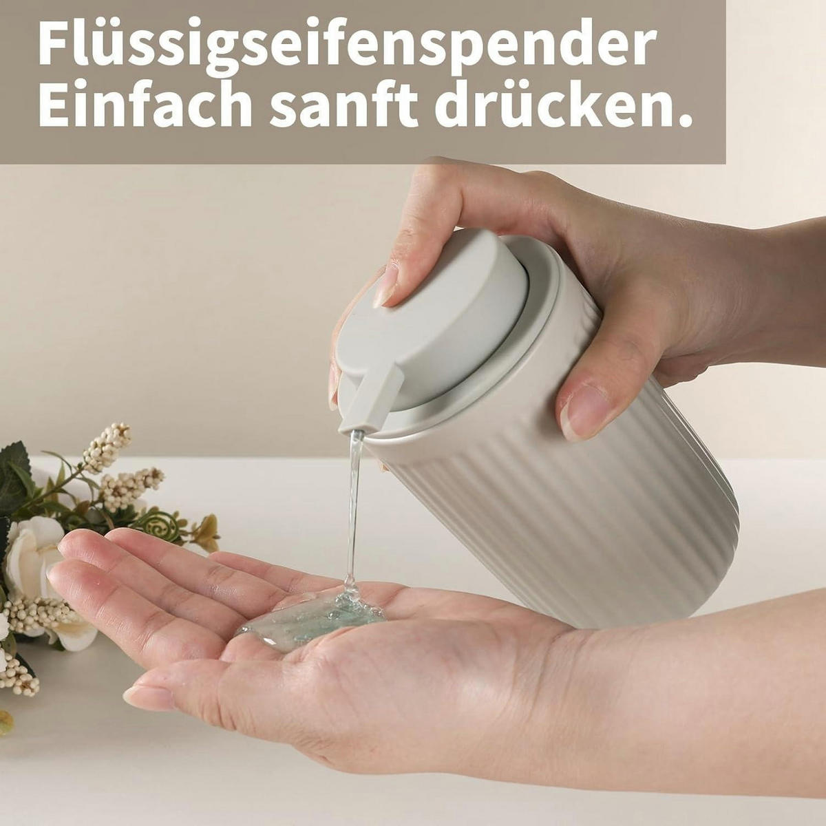 SEIFENSPENDER Keramik Grau 350ml - Grau, Keramik (8/14/8cm)