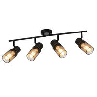 DECKENLEUCHTE Käfig 4-flammig 62/16/21 cm - Schwarz, Metall (62/16/21cm) - Nettlife