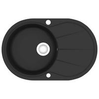 KÜCHENSPÜLE Granit Einzelwaschbecken Oval Schwarz - Schwarz, Stein (49/20.5/77cm) - vidaXL