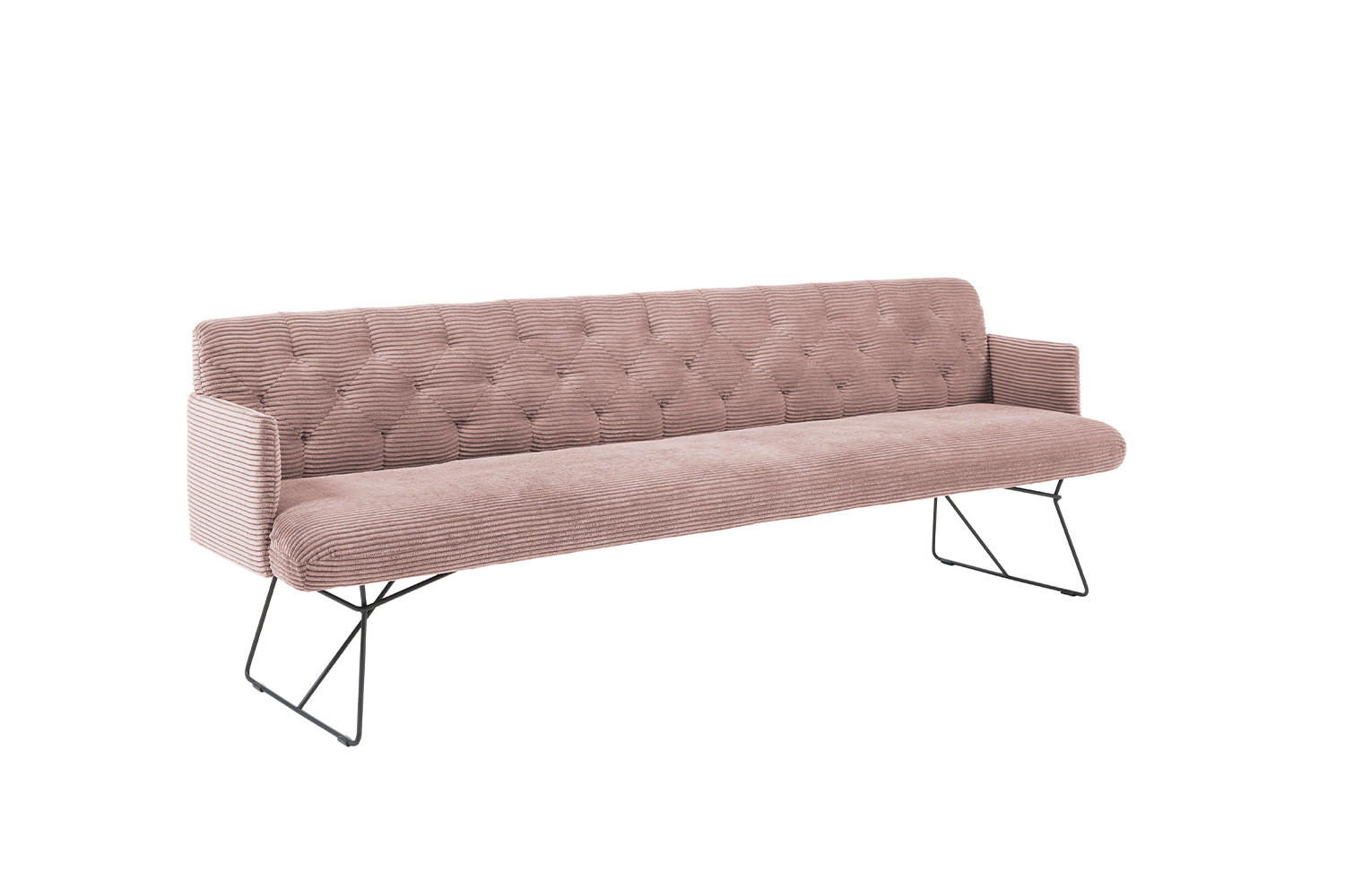 ESSZIMMERBANK CHARME Pink Cord - Pink/Rosa, Textil (246/85/69cm) - KAWOLA