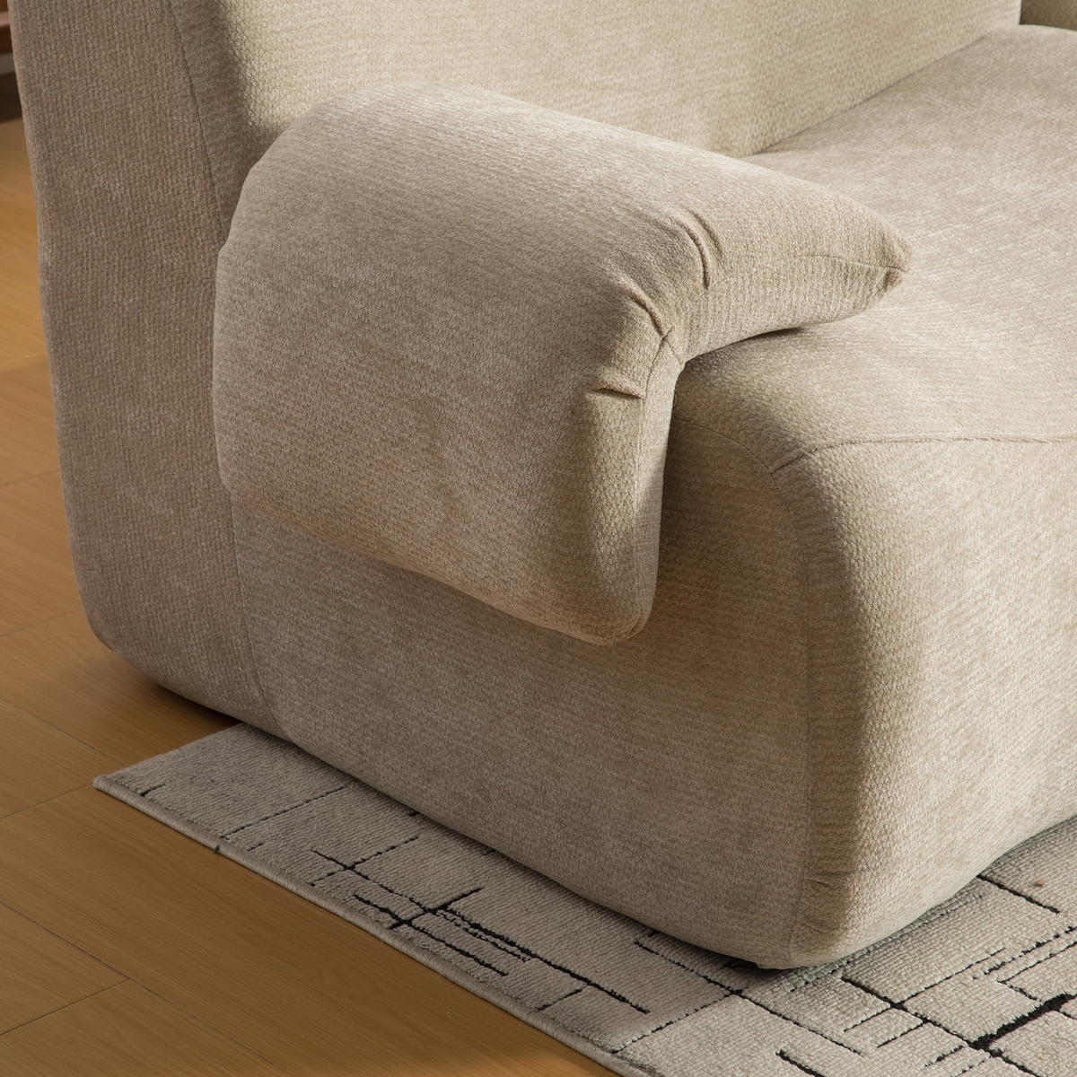 ECKSOFA Chenille Light Khaki ohne Montage - Hellbraun, Textil (284.5/181cm) - WISHDOR