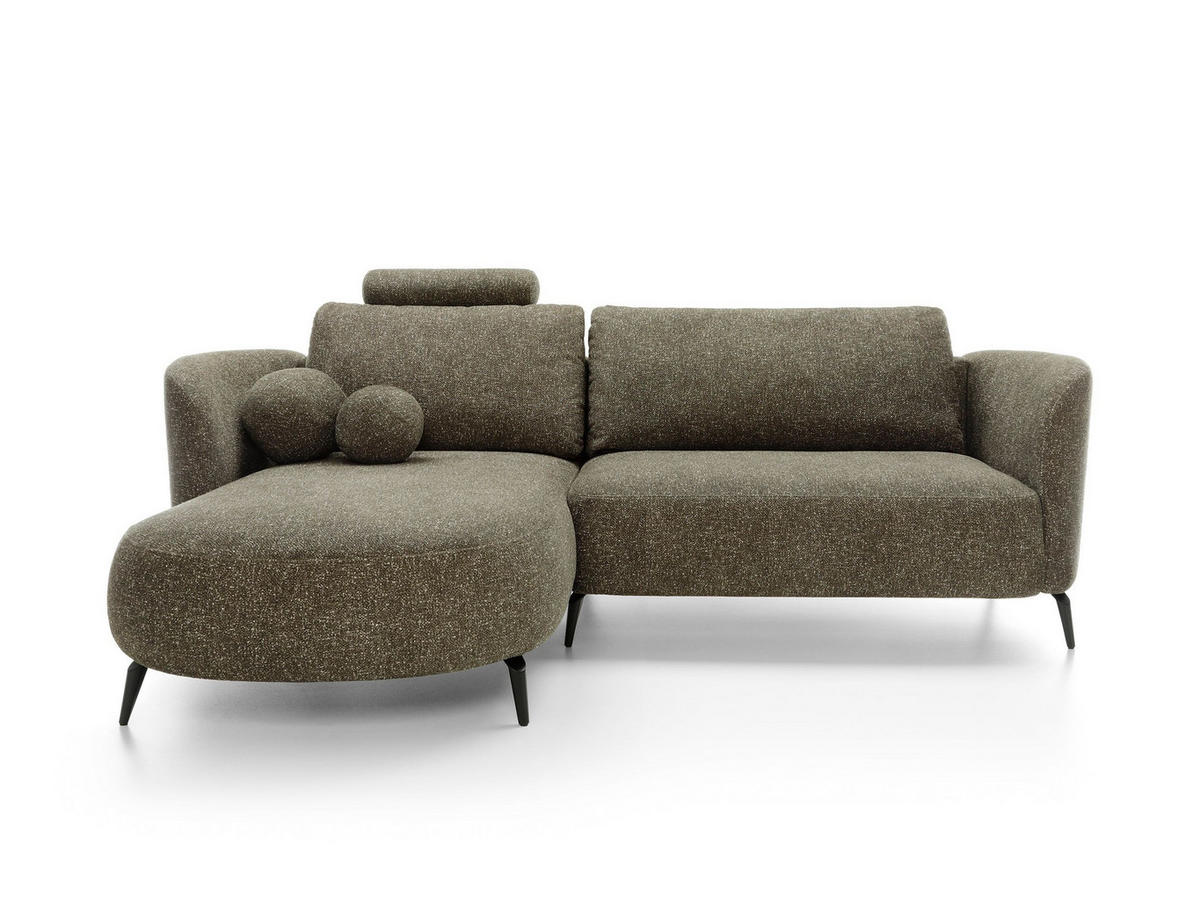 ECKSOFA VICO Grün Velours-Stoff mit Schlaffunktion - Grün, Holz (260/181cm) - MASSENO