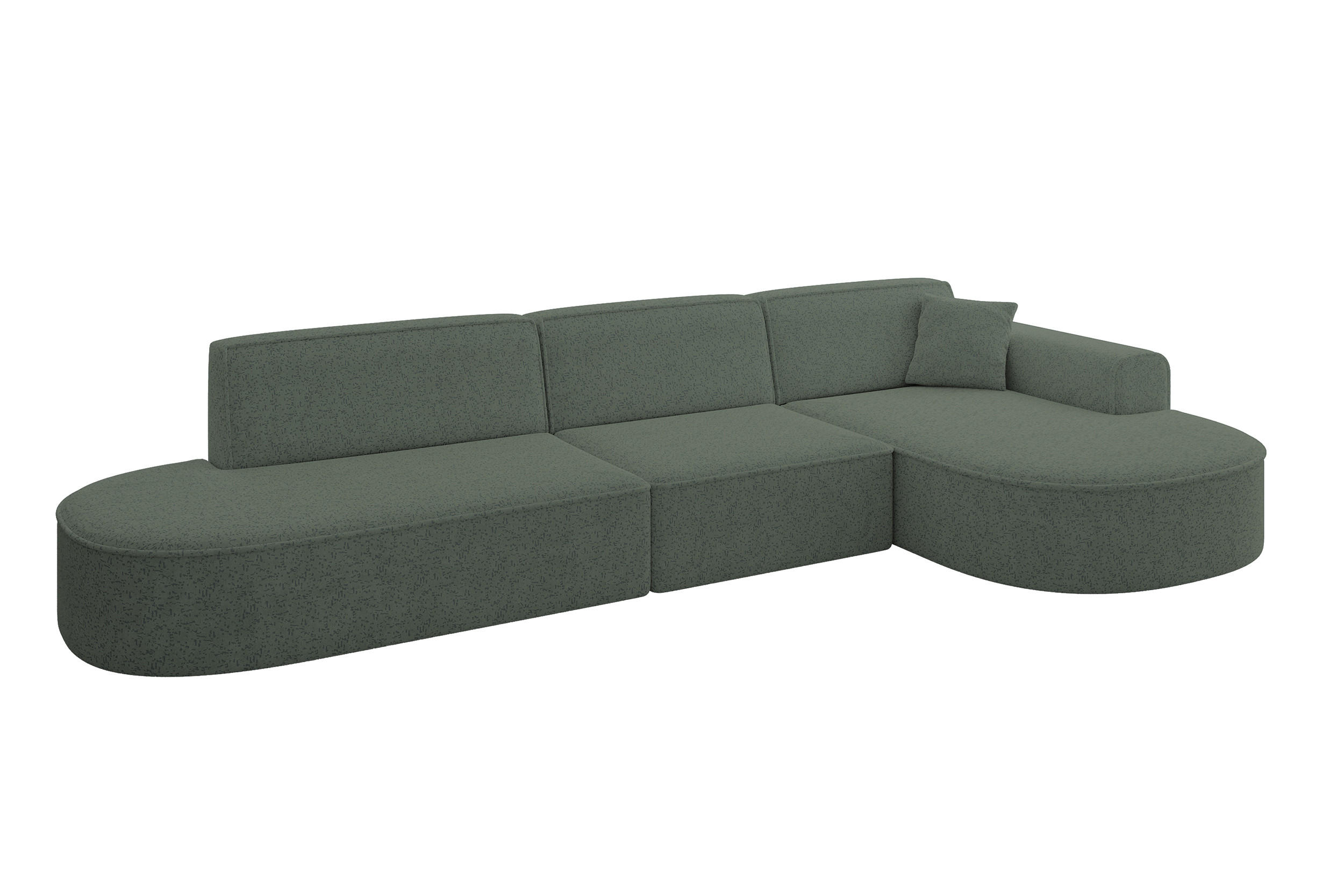 ECKSOFA Ottomane Rechts MARI-L2 - 328x171x79 cm Grün Tissu - Schwarz/Grün, Holzwerkstoff/Kunststoff (171/328cm) - ALTDECOR