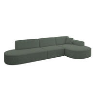 ECKSOFA Ottomane Rechts MARI-L2 - 328x171x79 cm Grün Tissu - Schwarz/Grün, Holzwerkstoff/Kunststoff (171/328cm) - ALTDECOR