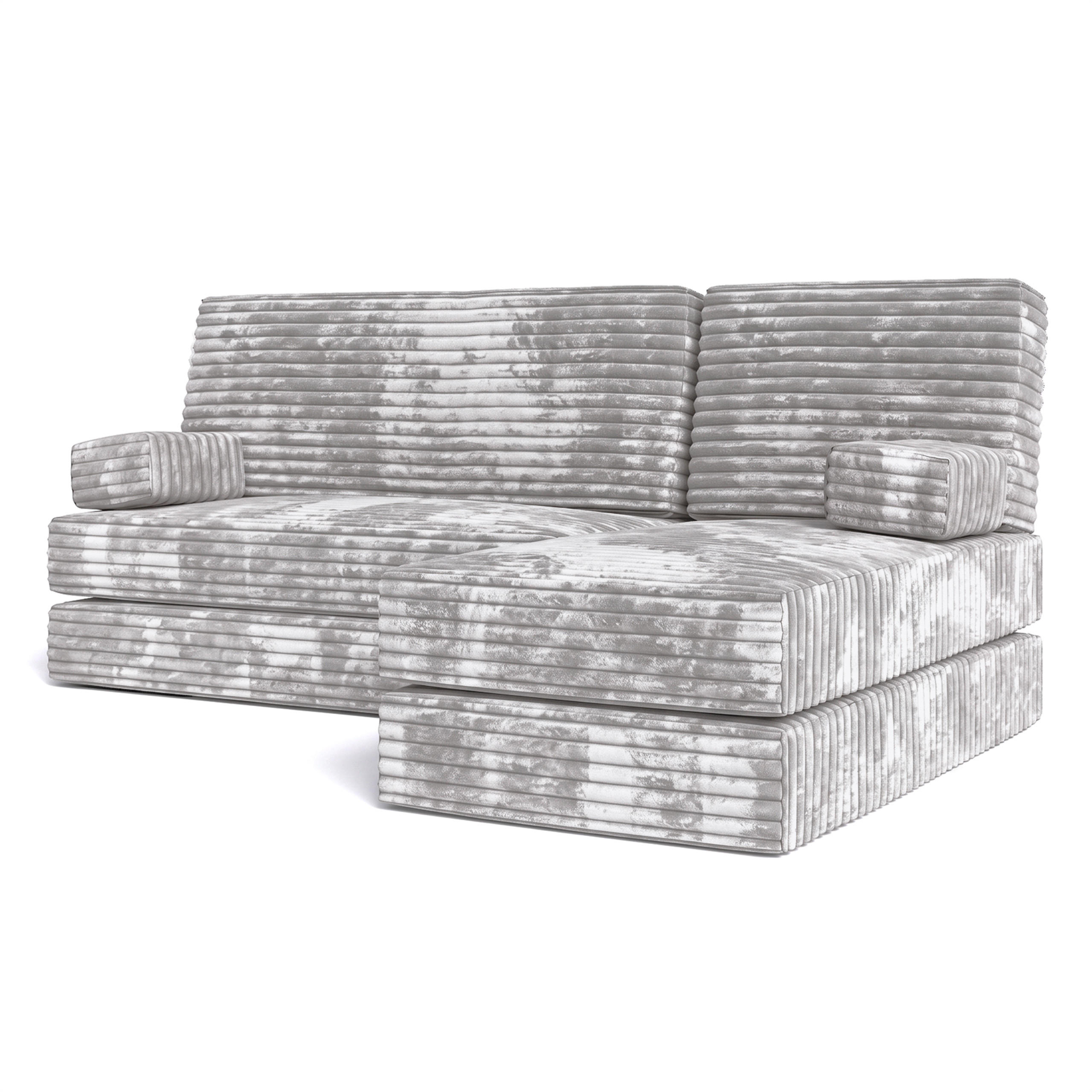 ECKSOFA NOTIA modulares Boneless Sofa mit Schlaffunktion Hellgrau Kordstoff - Grau, Textil (200/120cm) - MASSENO