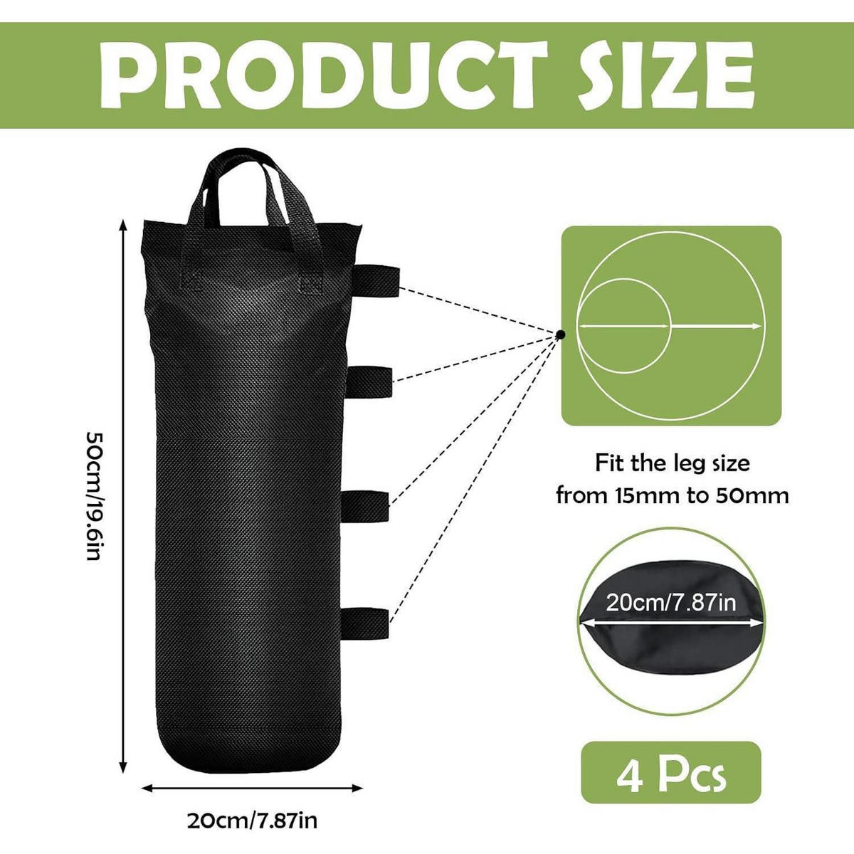 PAVILLON Gewichte 4er Set 51 x 21 cm - Schwarz, Textil (20/50/20cm)
