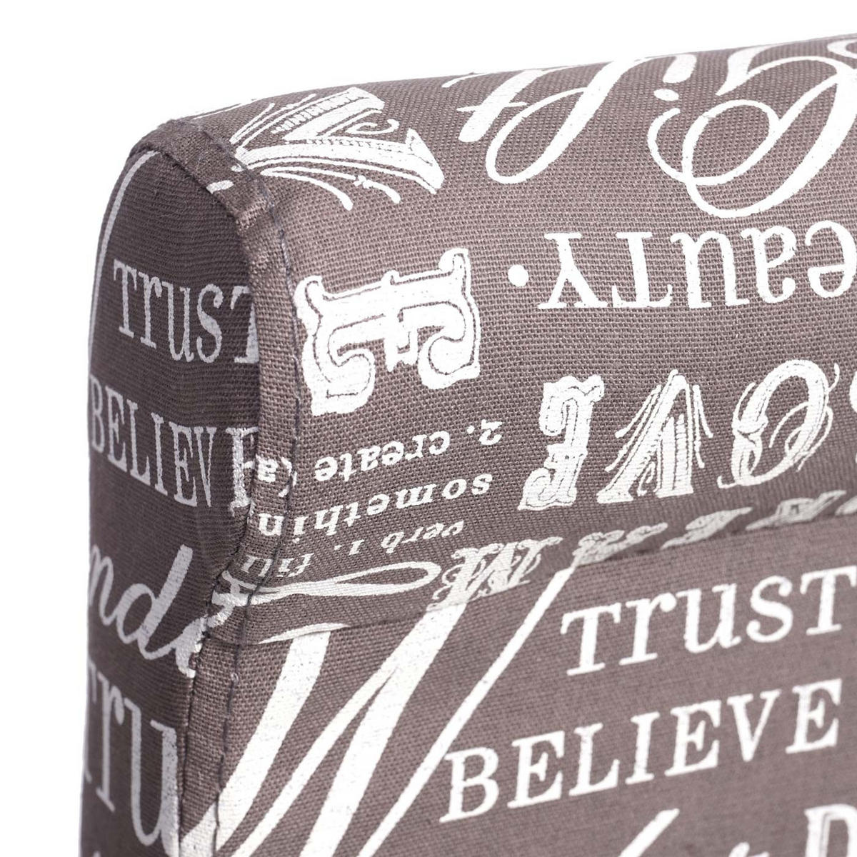 BARHOCKER gepolstert mit Lehne Sitzhöhe 75cm Holz Schriftzug Grau helle Beine Stoff/Textil - Hellgrau, Textil (39/105/53cm) - PROREGAL