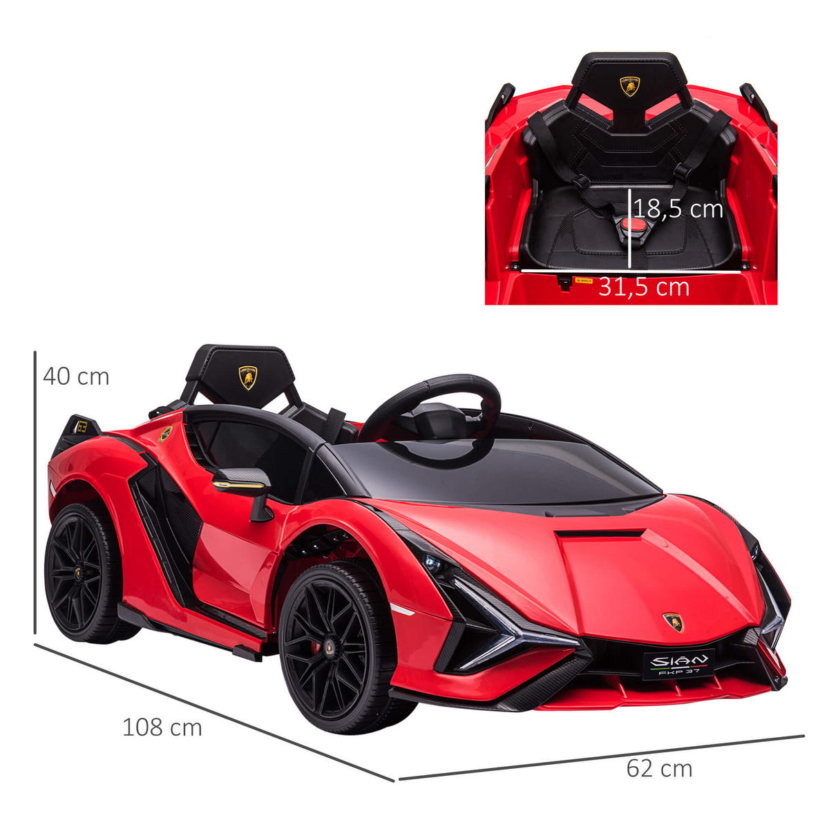 ELEKTROAUTO Lamborghini SIAN - Rot, Kunststoff/Metall (62/108/40cm) - Jamb