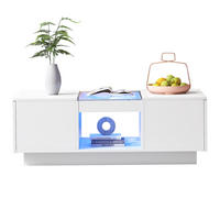 COUCHTISCH in Weiß Couchtisch mit LED-Beleuchtung, App-Steuerung, 2 Schubladen für Wohnzimmer, B100/T50/H35.5cm - Weiß, Holzwerkstoff (50/100/35.5cm) - STILVORA