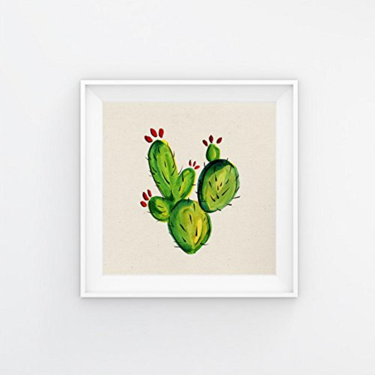 POSTER Set mit 4 Bunte Kaktus 20x20cm Schwarzer Rahmen - Schwarz, Papier (20/3cm) - Nacnic