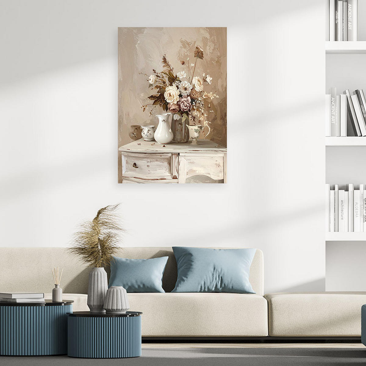 LEINWANDBILD Blumen 70x100cm - Beige, Textil (70/100cm) - Feeby