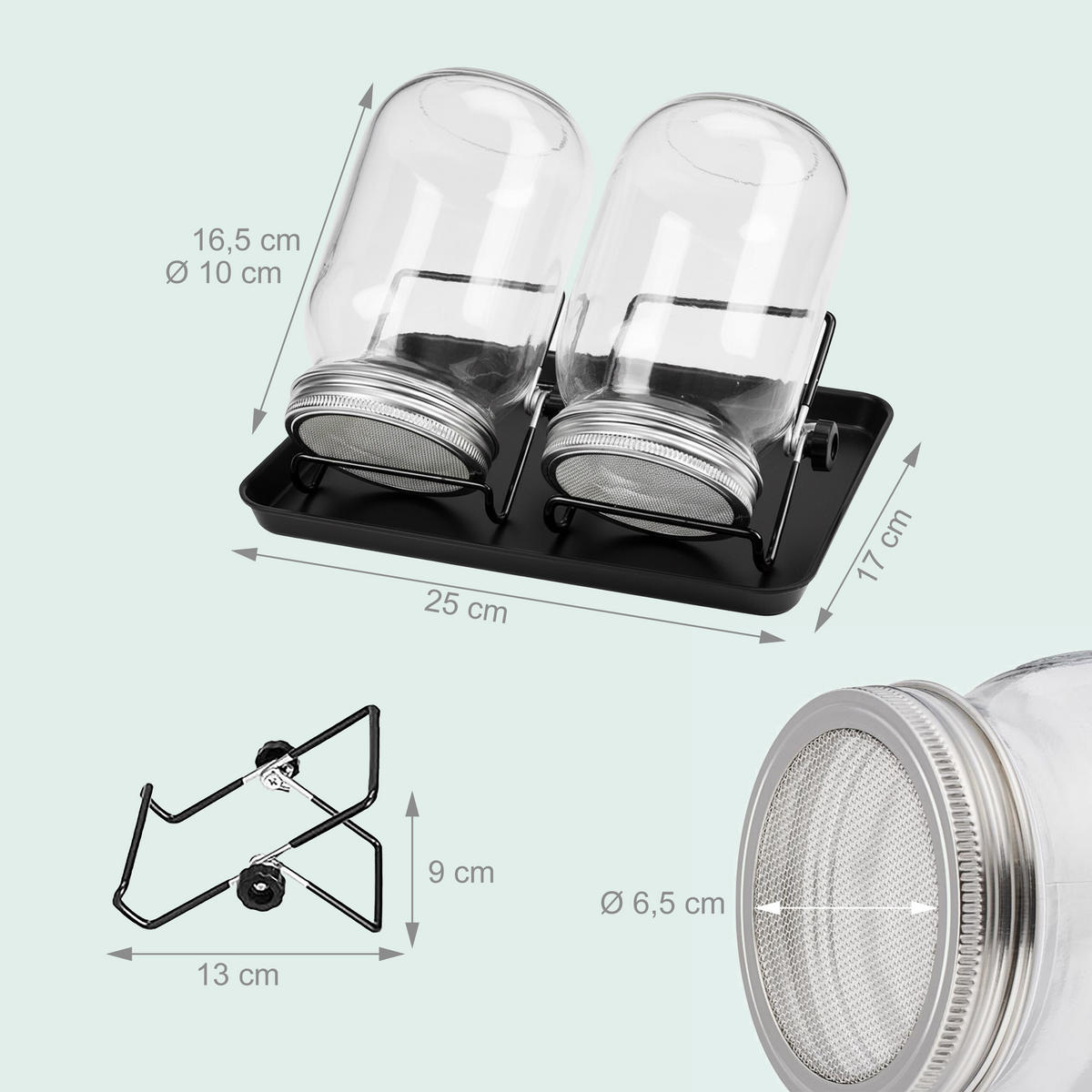 2XSTAKLENE tegle - prozirno, staklo/metal (0.87L) - Relaxdays