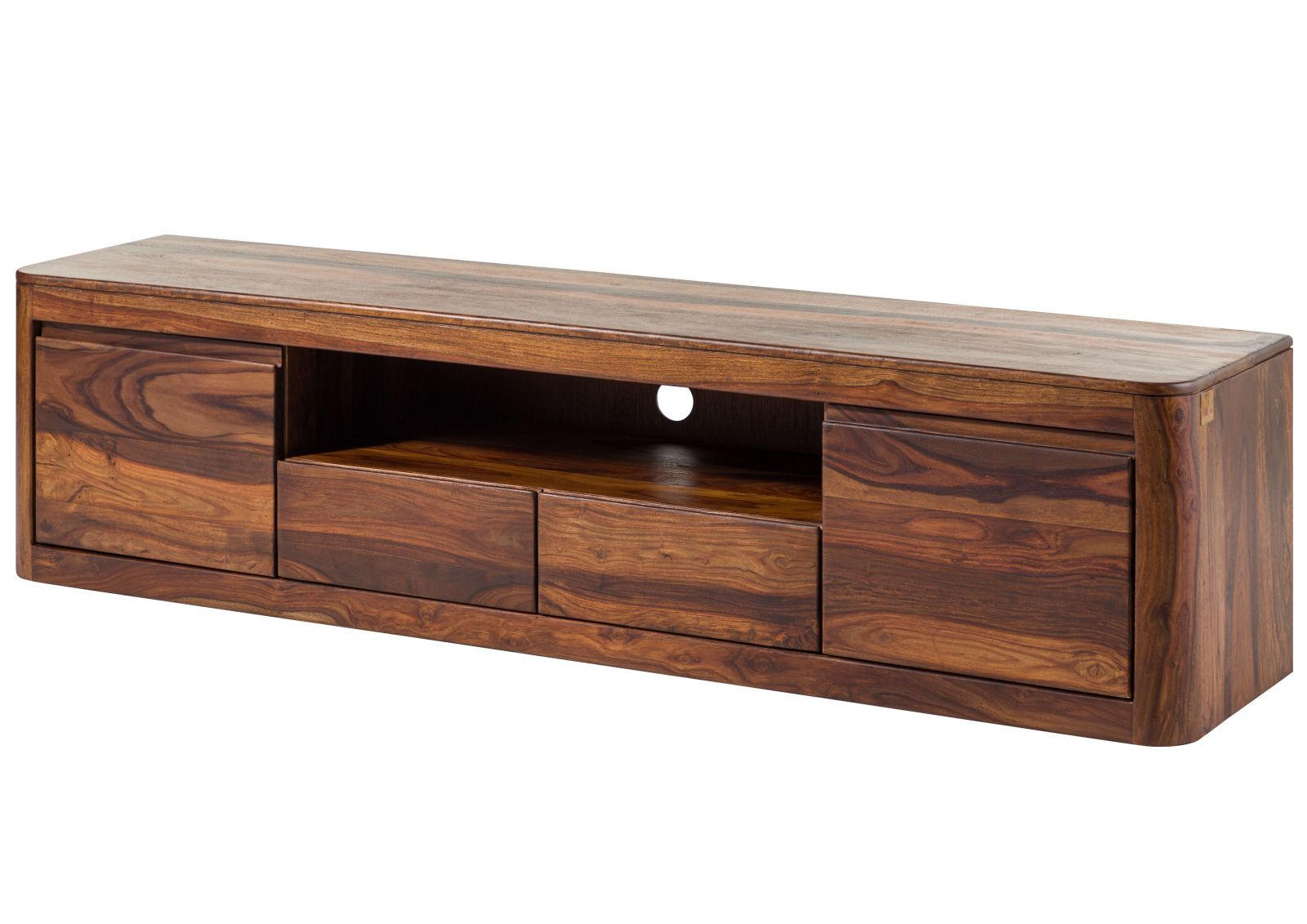 TV-BOARD Sheesham 200x45x50 walnuss gewachst TORONTO #251 - Walnussfarben, Holz (200/50/45cm) - Massivmoebel24