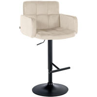 BARHOCKER Lausanne Samt schwarz creme - Schwarz/Naturfarben, Textil/Metall (60/113/56cm) - TPFLiving