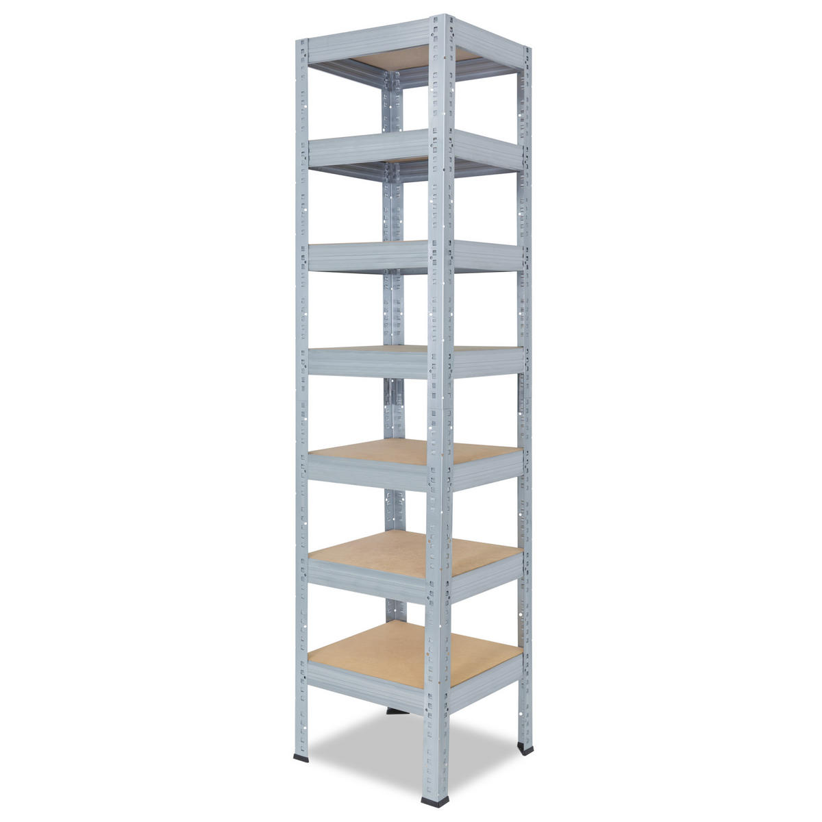 SCHWERLASTREGAL PRO 200x50x50 cm in verzinkt mit 7 Böden und 142 kg Traglast pro Boden - Silberfarben, Metall (50/200/50cm) - shelfplaza