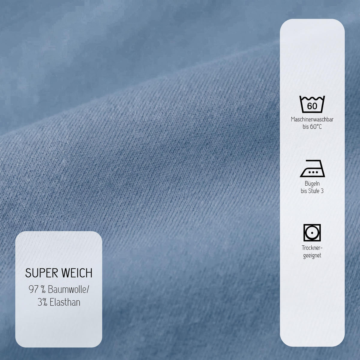 SPANNBETTTUCH Deluxe Jersey azurblau, 180x200 cm - 200x220 cm - Blau, Textil (200/220cm) - biberna
