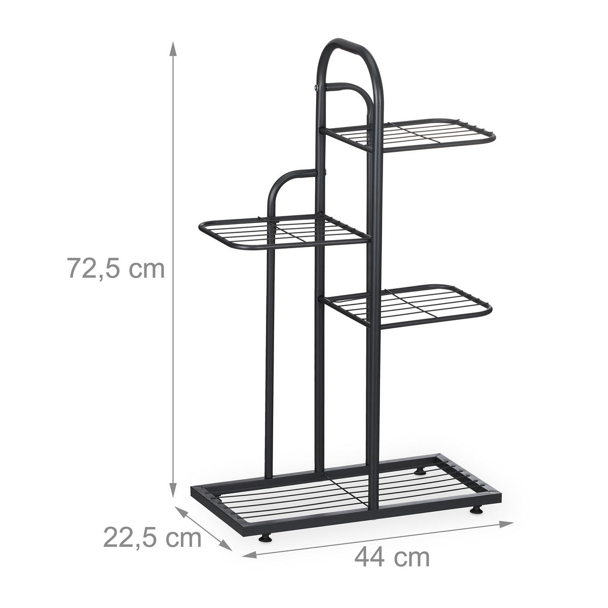PFLANZENSTÄNDER - Schwarz, Metall (44/72.5/22.5cm) - Relaxdays