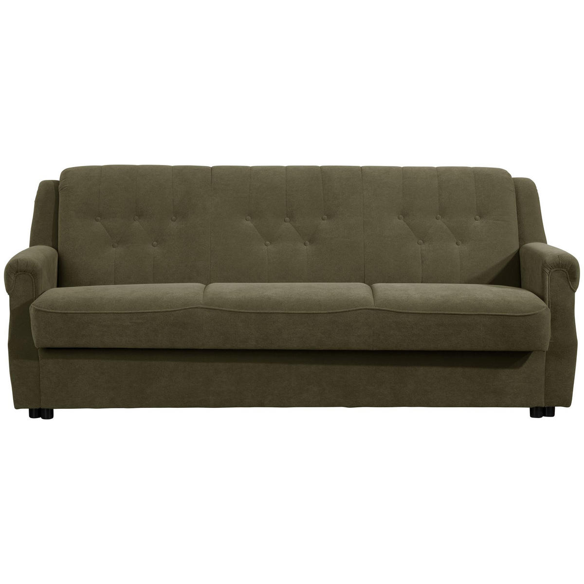 SOFA 3-Sitzer mit Bettfunktion Kaylyn Flockstoff grün - Grün, Kunststoff (83/89/207cm) - 58aufmkessel