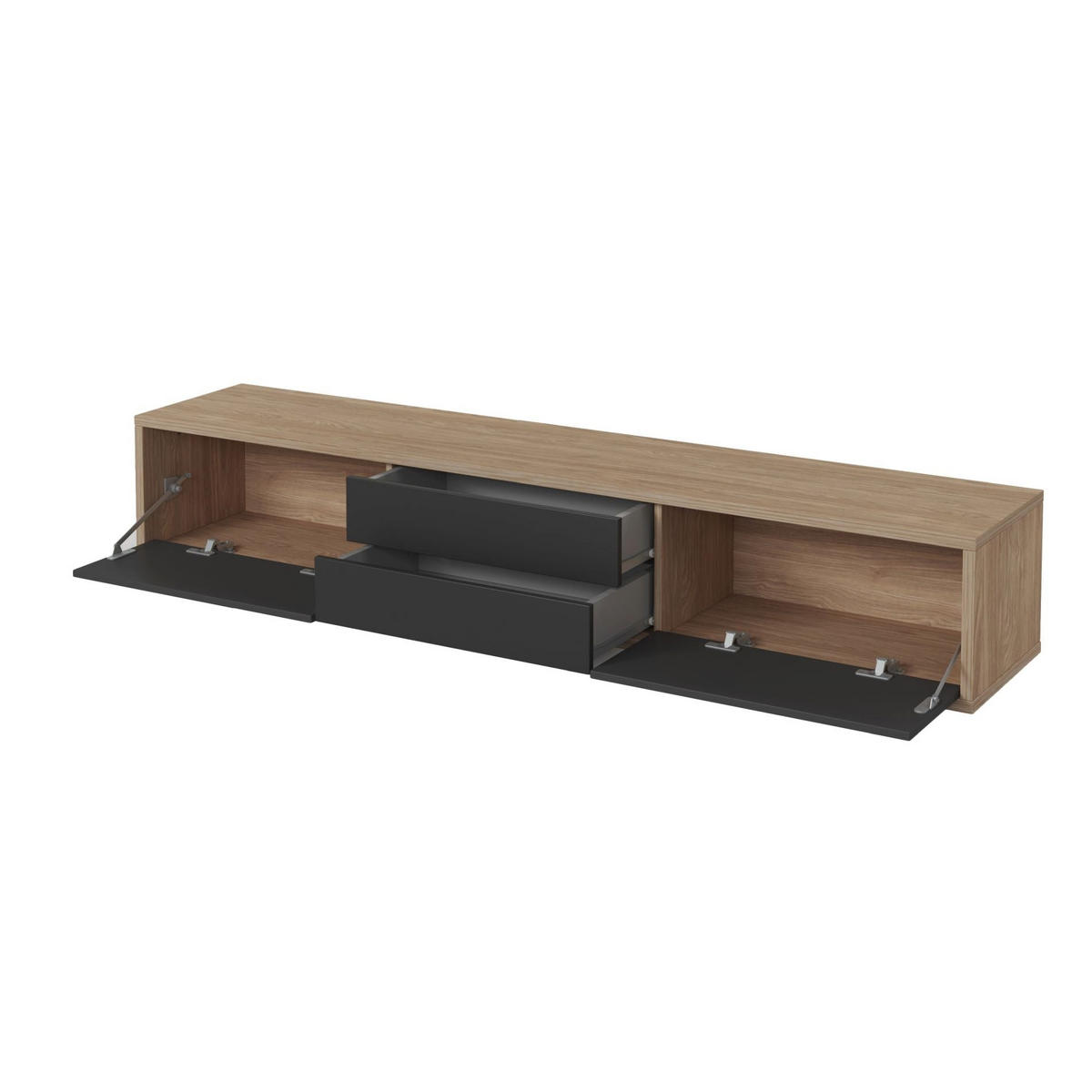 TV-LOWBOARD Moddern Eiche / Anthrazit mit Schubladen 180/32/36 cm - Anthrazit/Beige, Holzwerkstoff (180/32/36cm) - Selsey
