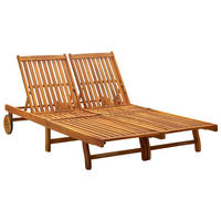 DOPPEL-SONNENLIEGE Massivholz Akazie - Braun, Holz (123/85/199cm) - vidaXL