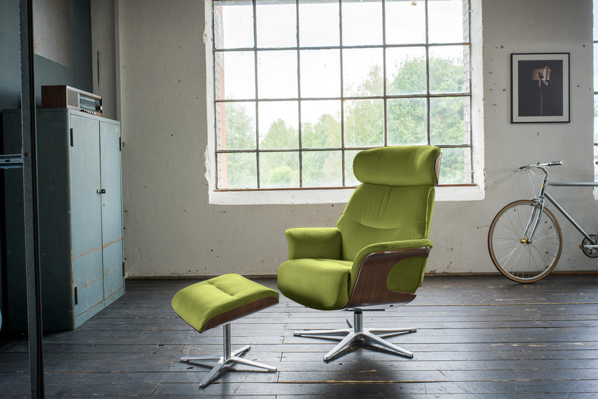 RELAXSESSELSET TOSAR Grün Velvet - Silberfarben/Grün, Textil/Metall (83/110/89cm) - KAWOLA