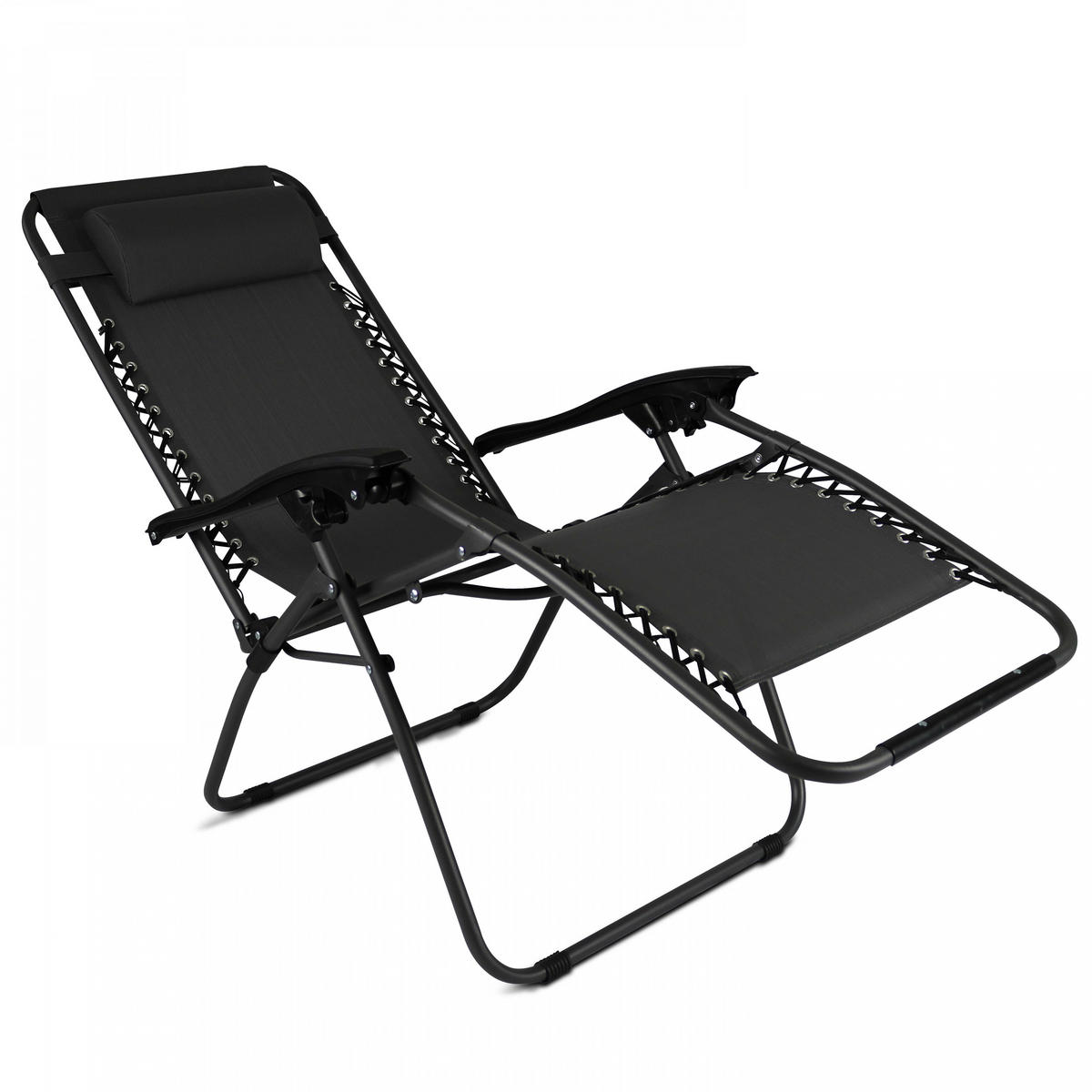 LOUNGESESSEL, Schwarz - Schwarz, Metall (160/110/65cm) - Oviala