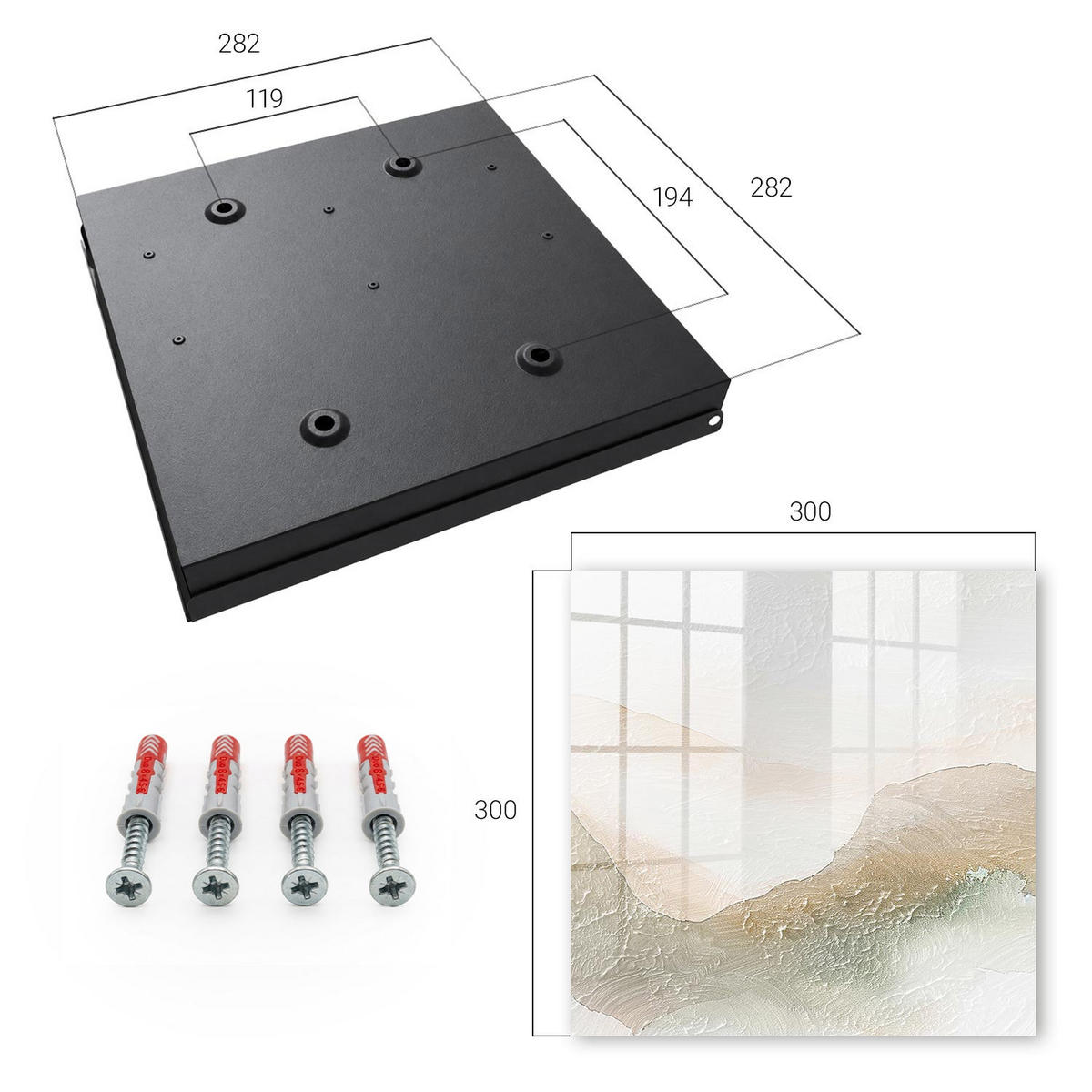 SCHLÜSSELBOX Schwarz 30x30 cm- Türöffnung nach rechts - Harmonie der Natur - Beige, Metall (30/30/5cm) - TULUP