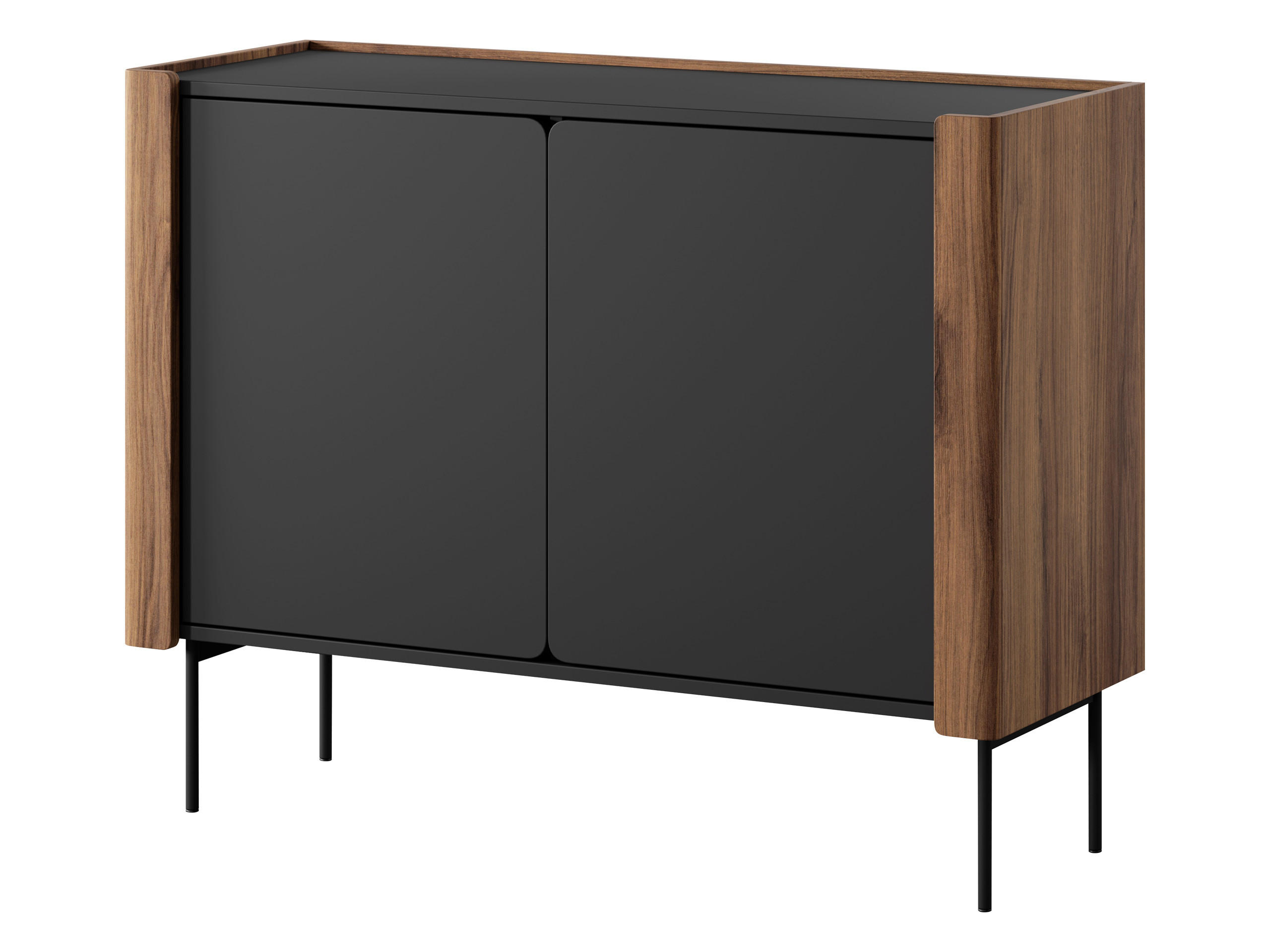 KOMMODE Wrap K105 - Nussbaumfarben/Schwarz, Holzwerkstoff/Metall (105/83/40cm) - MIRJAN24