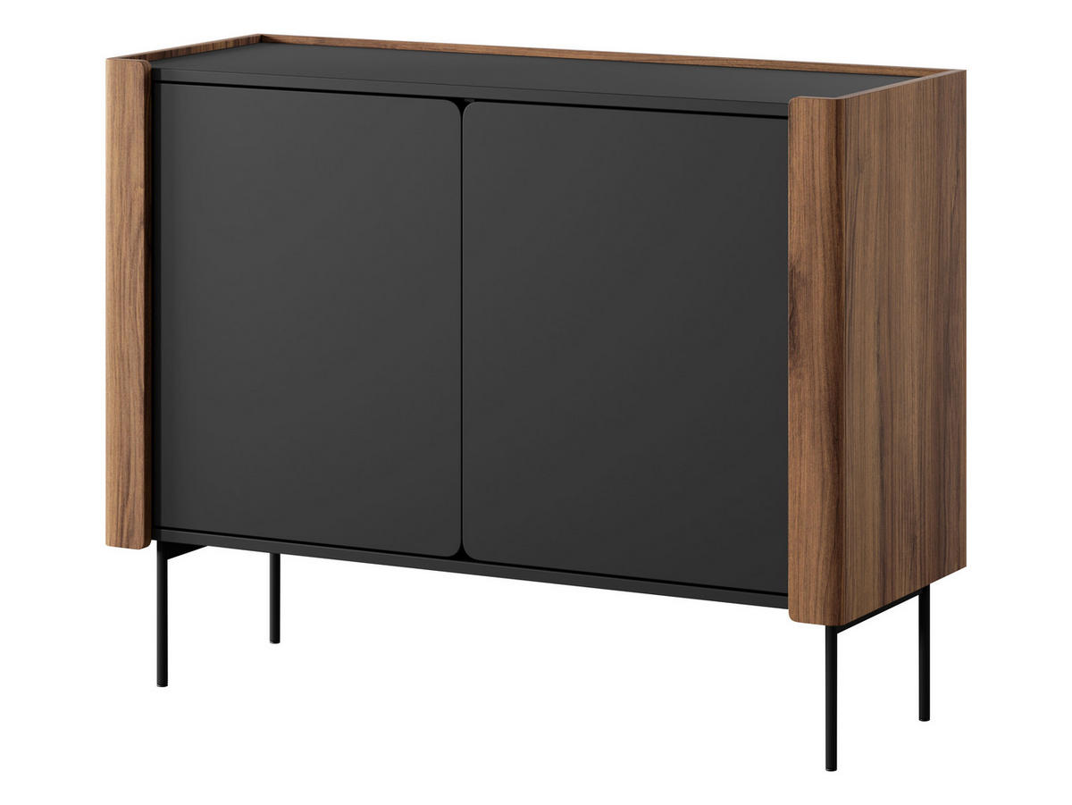 KOMMODE Wrap K105 - Nussbaumfarben/Schwarz, Holzwerkstoff/Metall (105/83/40cm) - MIRJAN24