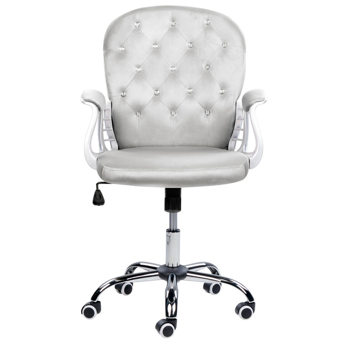 BÜROSTUHL Samtstoff Grau Princess - Grau, Textil/Metall (60/98/60cm) - Beliani