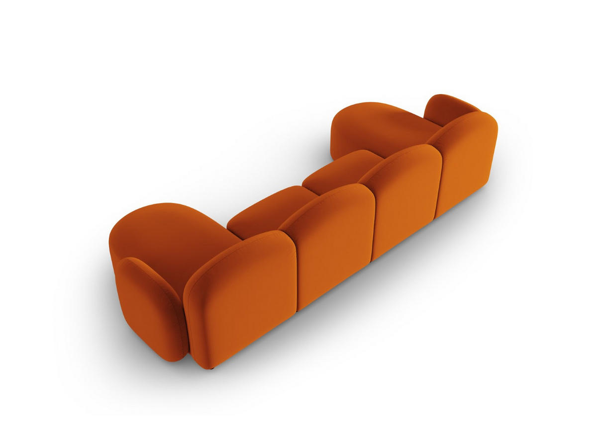 PANORAMASOFA Blair aus Samt terrakotta 6 Sitzplätze - Terracotta, Textil (155/80/350cm) - Micadoni