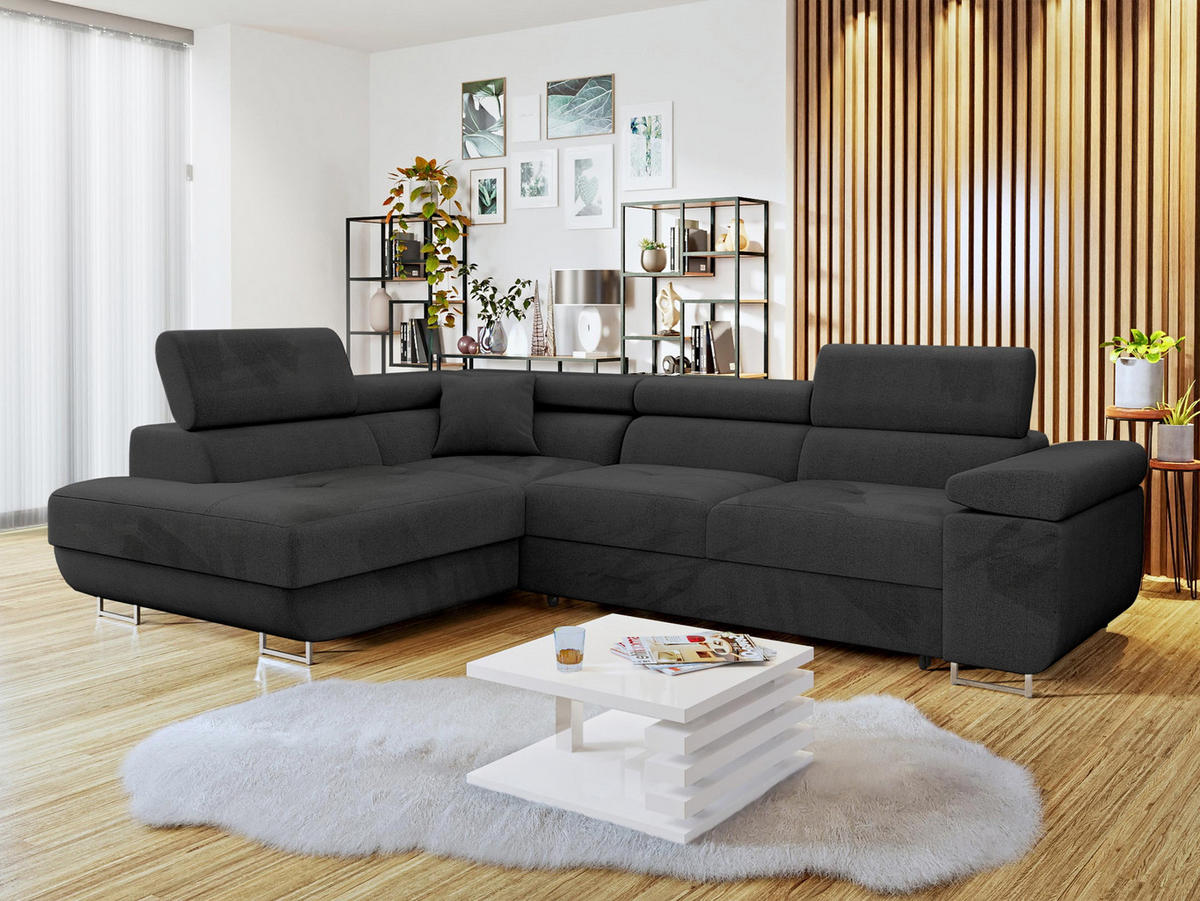 ECKSOFA Torezio, Seite: Links - Schwarz, Holz/Textil (274/203cm) - MIRJAN24