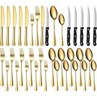 BESTECKSET 36-teilig Gold Edelstahl für 6 Personen - Goldfarben, Metall