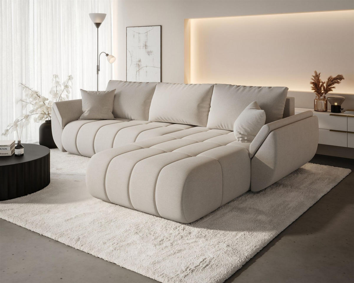 ECKSOFA Misato In Wind - Beige, Holzwerkstoff/Textil (280/175cm) - Fun Möbel