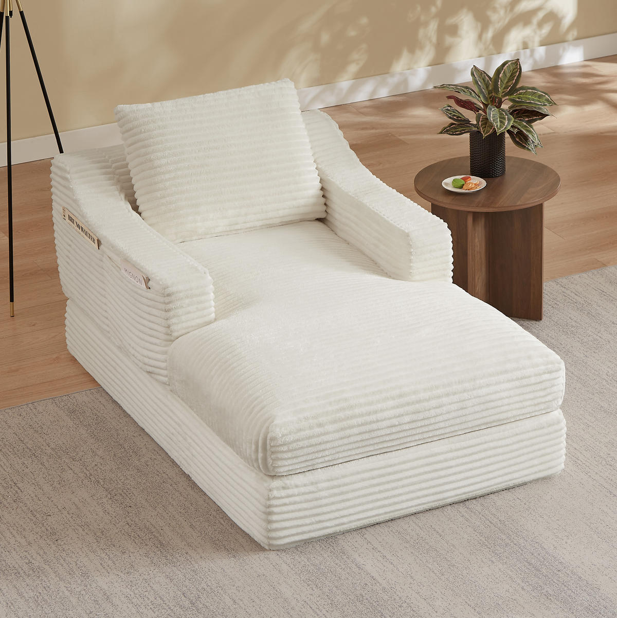 SOFAELEMENT 160/100/85 cm Weiß Cord mit Aufbewahrungstasche - Weiß, Textil (162/68/100cm) - Oxeza